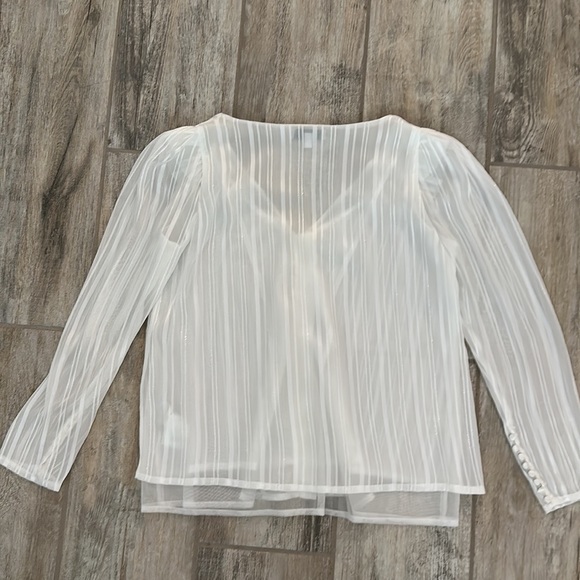 Vici - 2 Layer Sheer White Blouse with Gorgeous Silver Trim - Picture 6 of 7